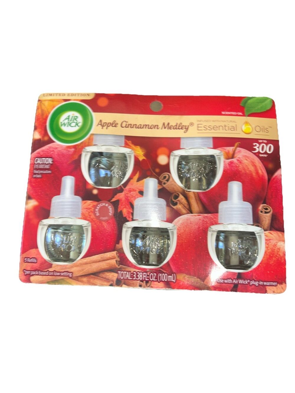 Air Wick Plug in Scented Oil Refill, 5 ct, Apple Cinnamon Medley, Air Freshener